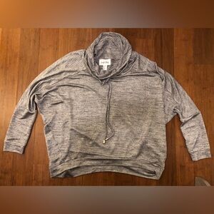 Joseph Ribkoff Top Silver Metallic Cowl Neck 6 Casual Fun! Oversized Dolman